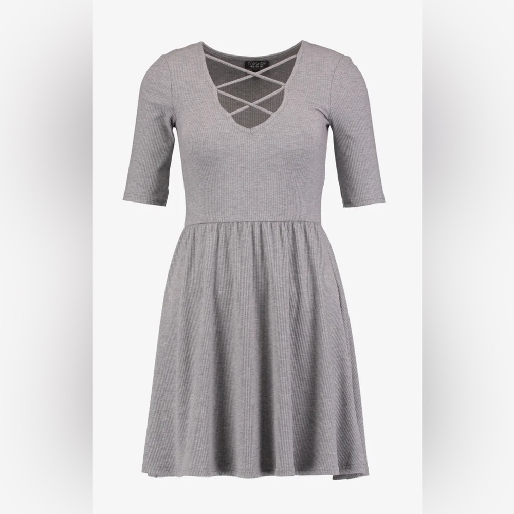 ASOS Gray Crisscross Neck Midi Dress